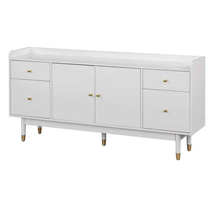 Lifestorey Thalia Mid-century White 2-door 4-drawer Buffet