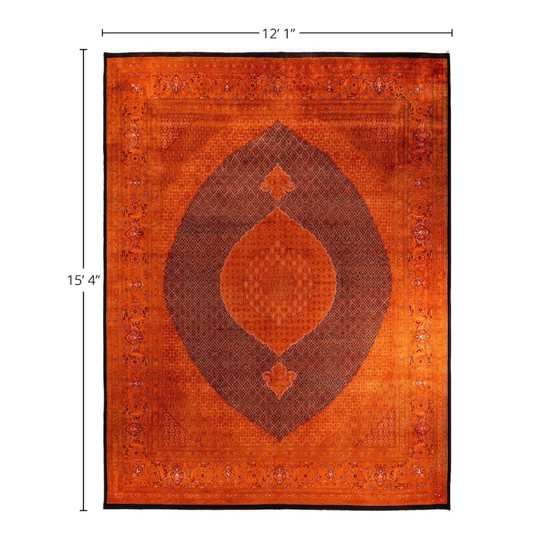 Overdyed, One-of-a-Kind Hand-Knotted Area Rug - Orange - 12' 1" x 15' 4"