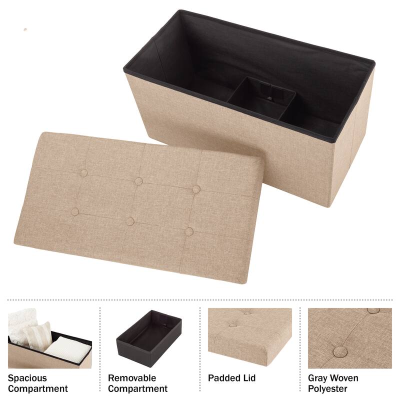 Lavish Home Faux Leather Storage Ottoman