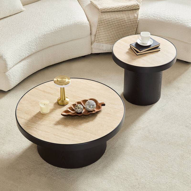 Coffee Table Set of 2 ,MDF Round Coffee Table for Living Room ,Apartment