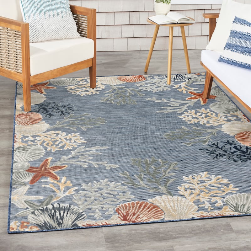 Nourison Suncoast Indoor/Outdoor Nature Area Rug - Denim/Multicolor - 4' x 6'