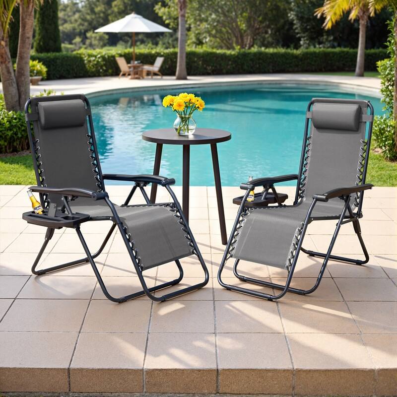 Homall Patio Zero Gravity Chair Lawn Lounge Chair with Pillow Set of 2 - Grey