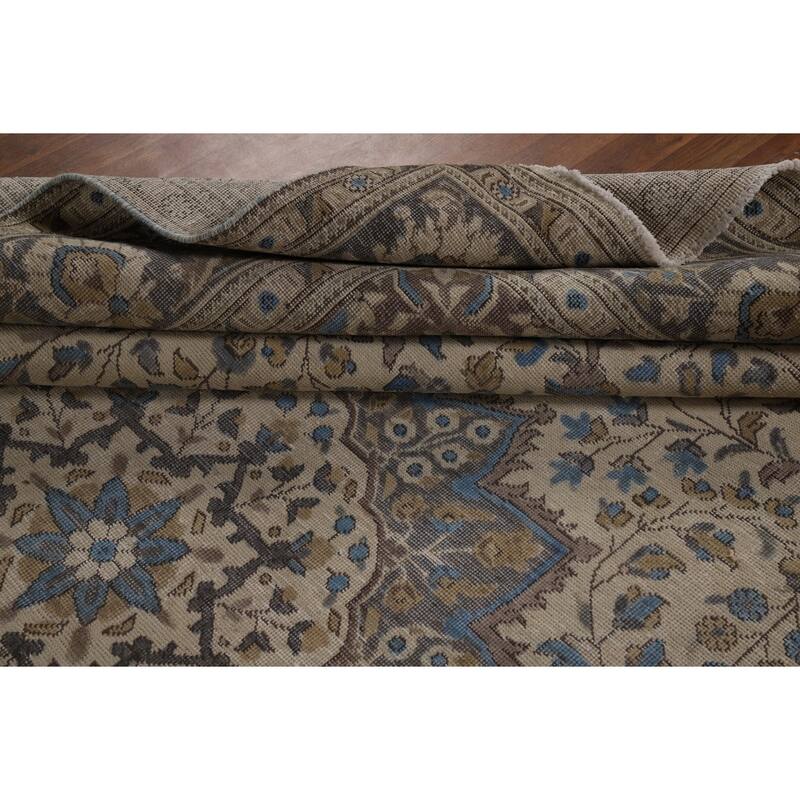 Medallion Tabriz Persian Area Rug Handmade Floral Wool Carpet - 9'5"x 12'10"