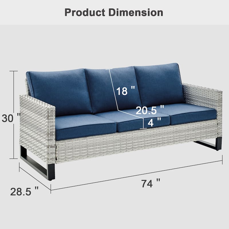 Gymojoy 3-Seat Outdoor Sofa, All-Weather PE Wicker