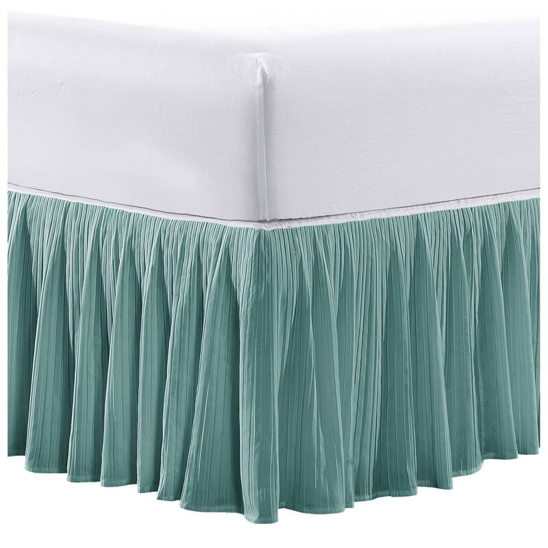 Home Soft Things Pleated Bed Skirt - 78" x 80" + 18" - Mystic Teal