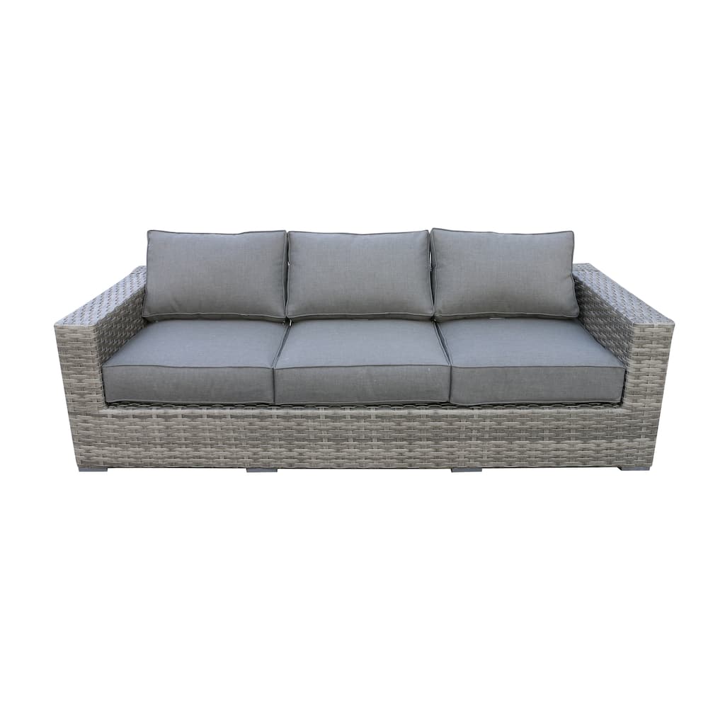 Bali Outdoor Patio Sofa Chair with Charcoal Grey Olefin Cushions