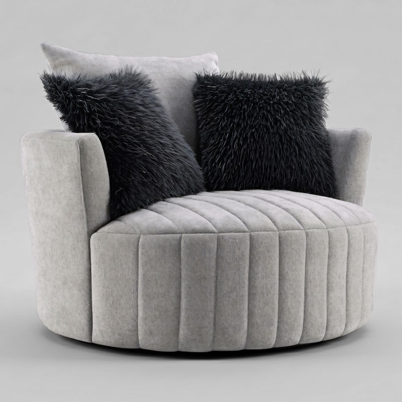 Furniture of America Arven Modern 45-inch Fabric Vertical Channel Swivel Accent Chair