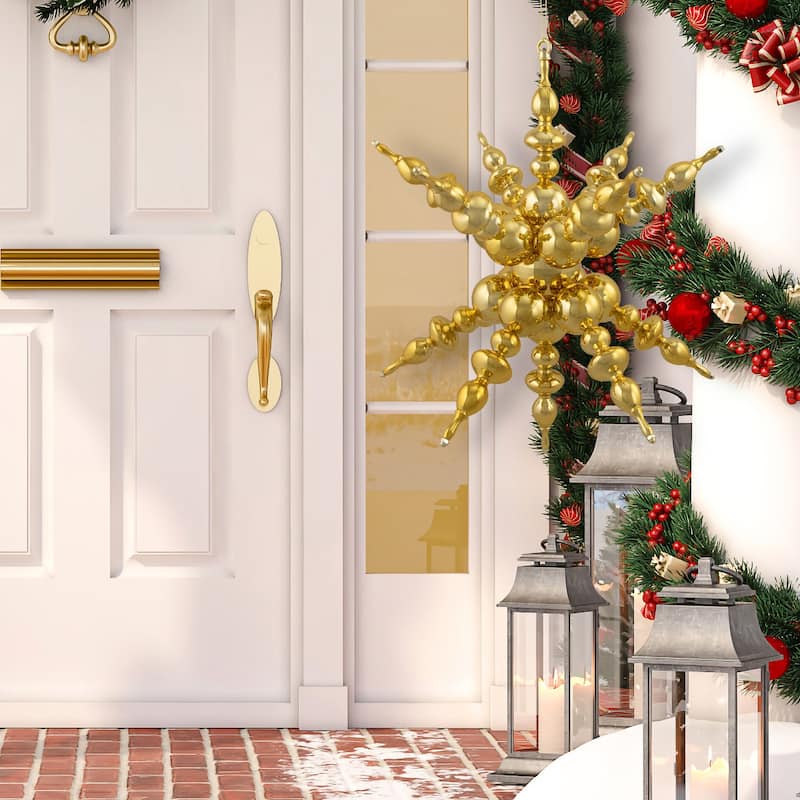 Shiny 3D Sunburst Snowflake Commercial Christmas Ornament - 24" - Gold