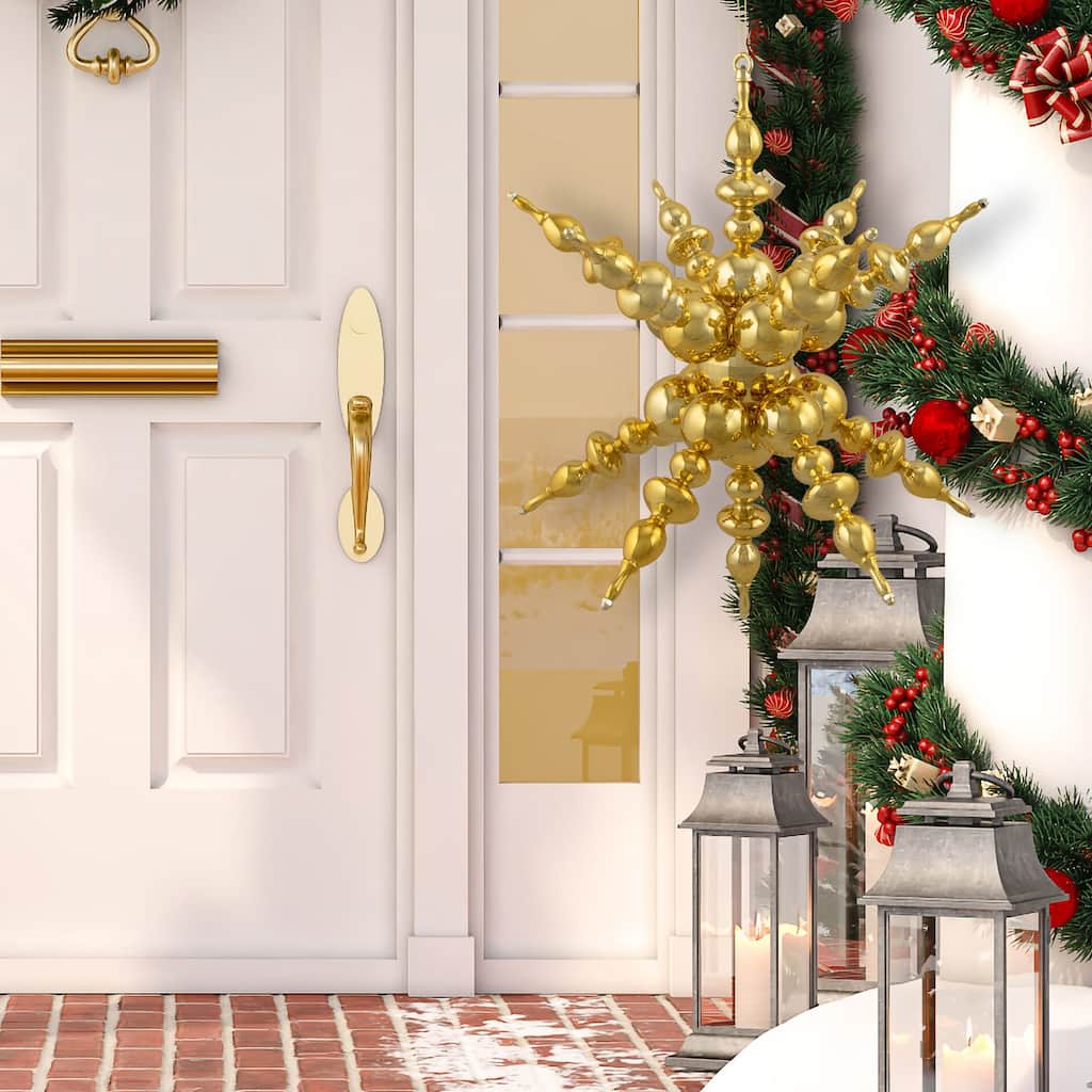 Shiny 3D Sunburst Snowflake Commercial Christmas Ornament - 24" - Gold