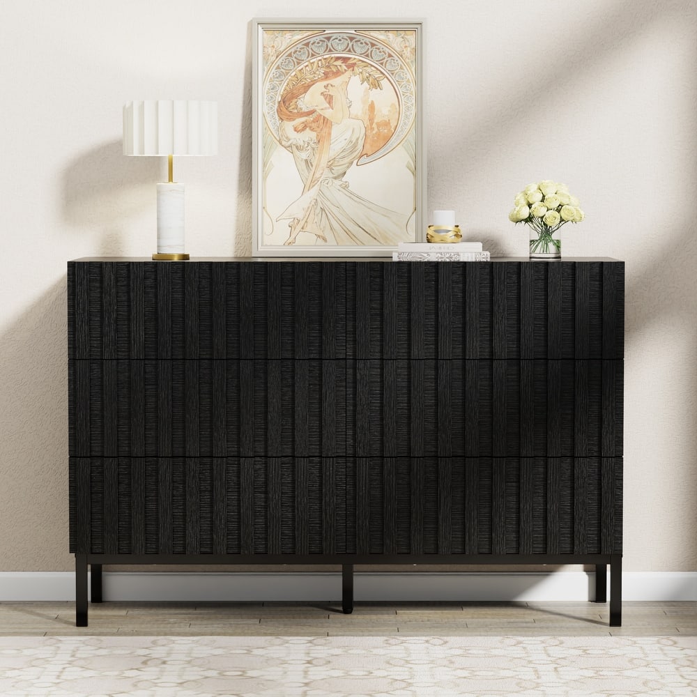 Mid-Century Modern Fluted 6 Drawer Dresser