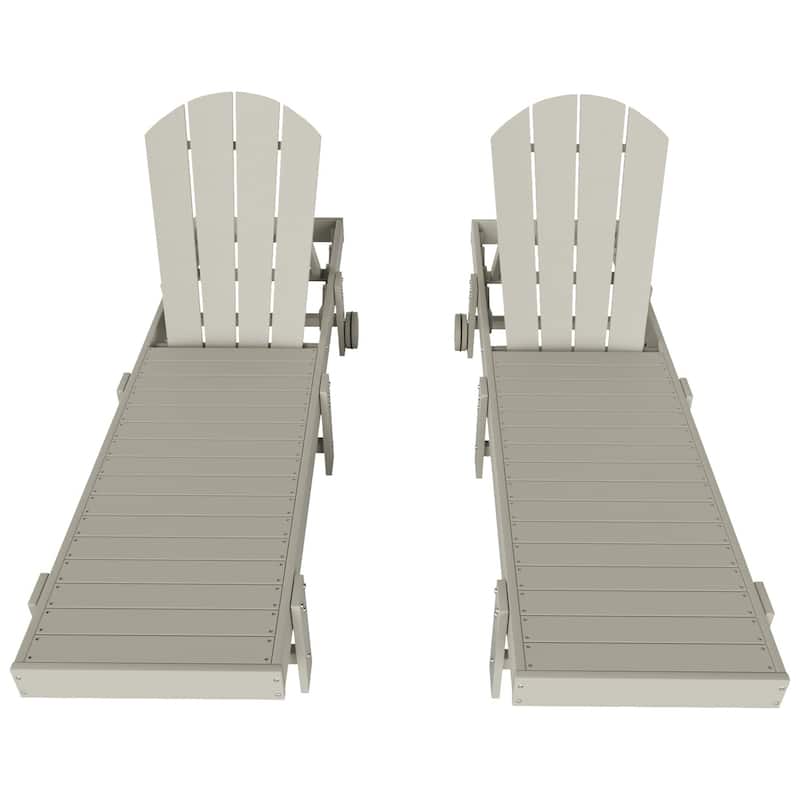 Polytrends Laguna Hdpe All Weather Outdoor Patio Pool Reclining Armless Chaise Lounge With Wheels (Set Of 2)