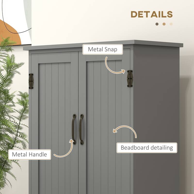48.5" Grey Kitchen Pantry Cabinet with 4 Doors and Removable Shelves for Garage or Bathroom - 23.5" W x 11.75" D x 48.5" H