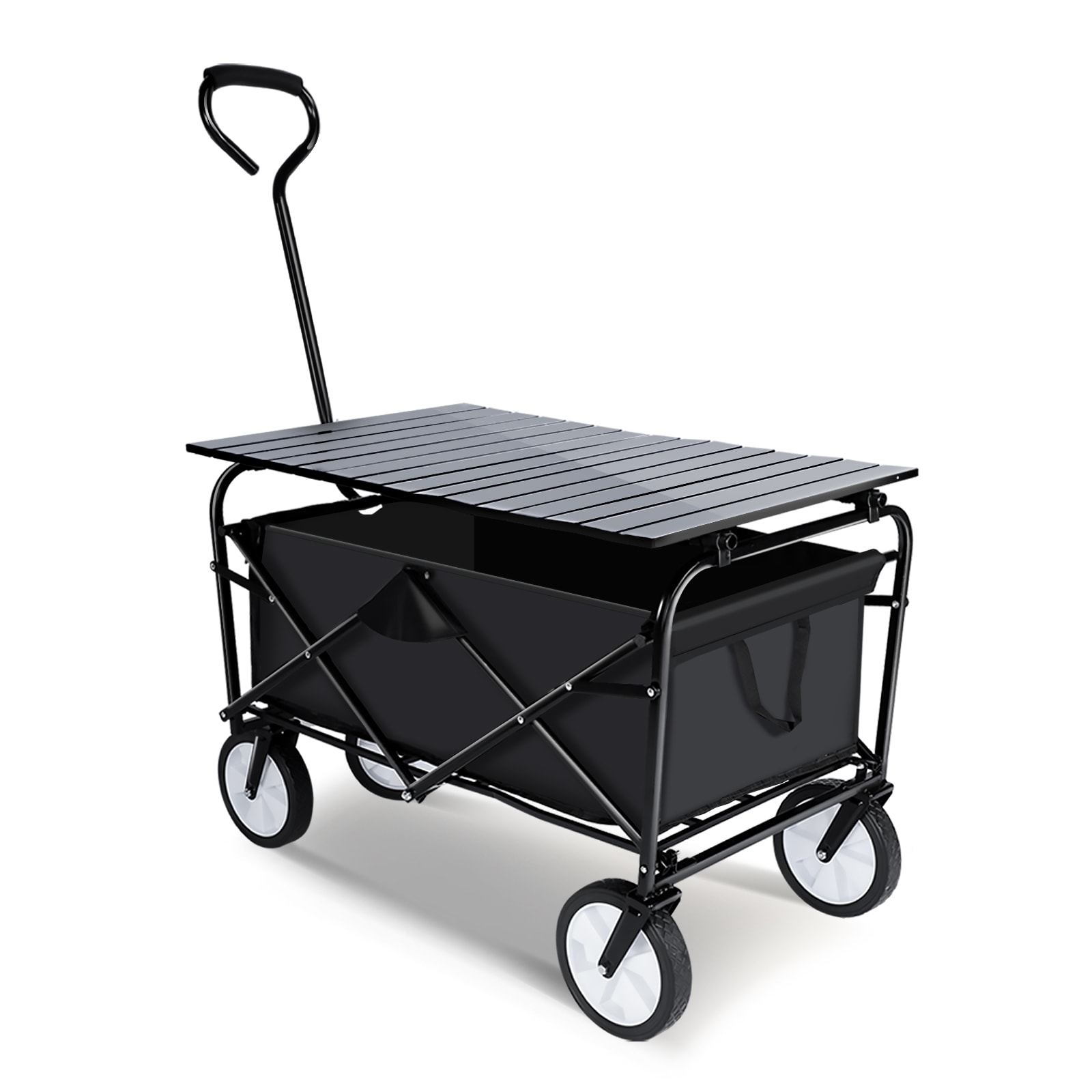 Outsunny Folding Wagon Cart, Outdoor Utility Wagon Heavy Duty
