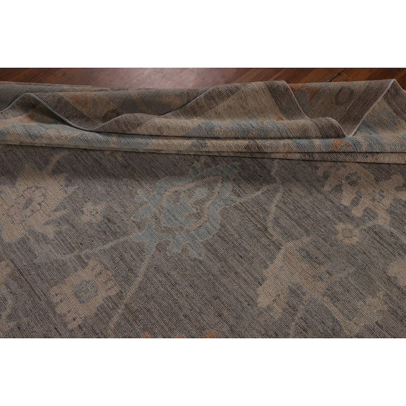 Gray Oushak Turkish Large Area Rug Hand-Knotted Wool Carpet - 10'1"x 13'8"