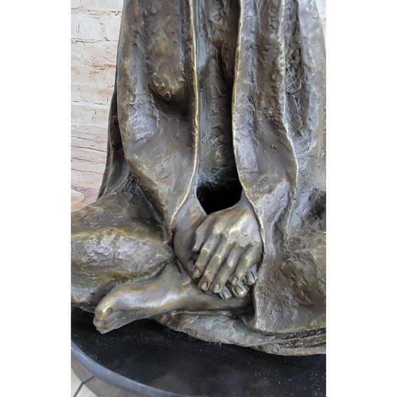 Native American Indian Shaman Medicine Man Sitting Cross Legged Bronze Statue Sculpture