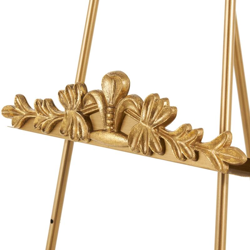 Gold Metal Arched Foldable Tabletop Easel with Vine Emblem