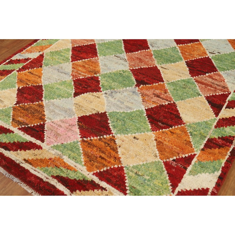 Trellis Geometric Moroccan Rug Hand-Knotted Wool Carpet - 5'1" x 6'5"