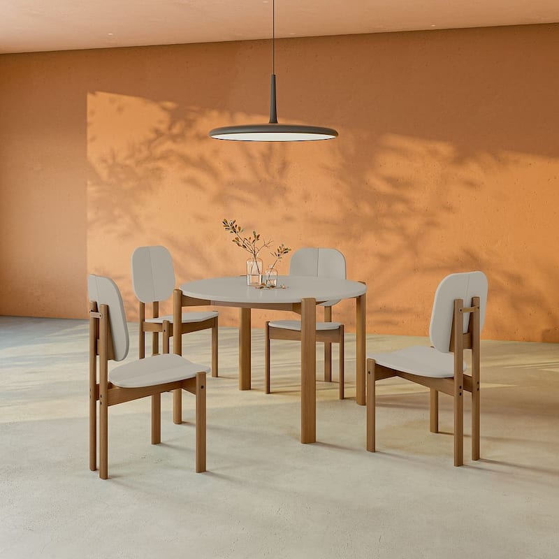 Manhattan Comfort Mid-Century Modern Gales Dining Chair - Greige - Set of 4