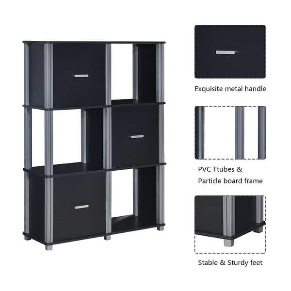 Shop Costway 3 Tier Bookcase 6 Cubes Storage Cabinet Shelf