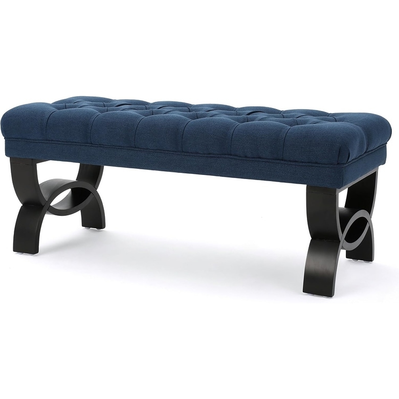 Christopher Knight Home Scarlett Fabric Ottoman Bench, Dark Blue 17.25"D x 41.00"W x 16.75"H