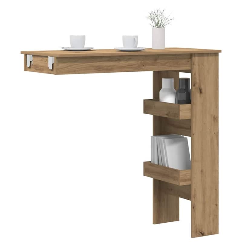vidaXL Wall Bar Table Artisan Oak Engineered Wood Medium Wall Bar Table - 17.7 x 40.2 x 40.7