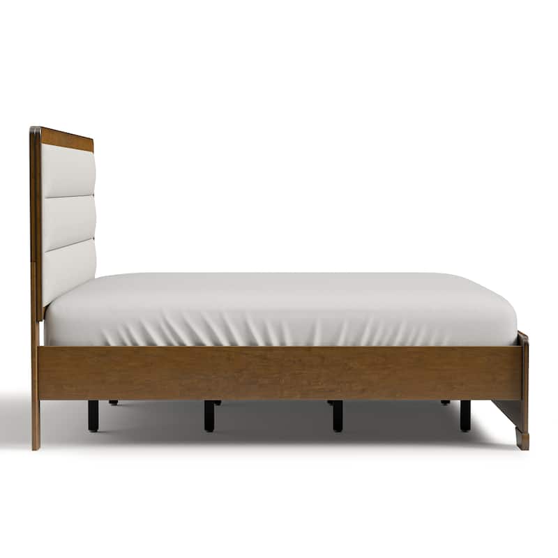 Furniture of America Collins Brown Solid Wood Channel Fabric Panel Bed