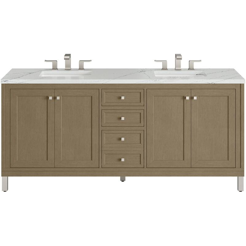 James Martin Vanities 503-V72-3ENC Chicago 72" Free Standing Double - Walnut Whisper