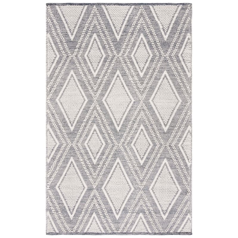 SAFAVIEH Handmade Vermont Alexandria Trellis Wool Rug - 6' Square - Ivory/Navy
