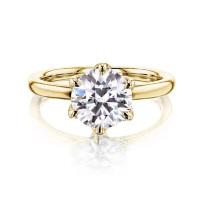 Kobelli 2 Carat Lab Grown Diamond Certified 14k Solid Gold Solitaire Comfort Fit Tulip Kyoto Engagement Ring (EF/VS)