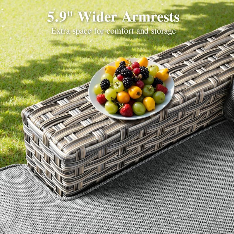 OVIOS 10 Pieces T shaped Seat Wide Armrest Swivel Chair Set With Fire Pit