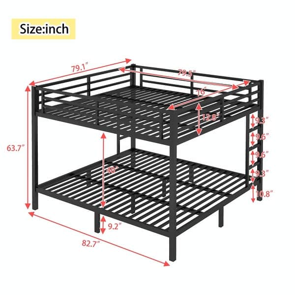 dimension image slide 0 of 2, Metal Bunk Bed - Space-Saving Design for Teens and Adults