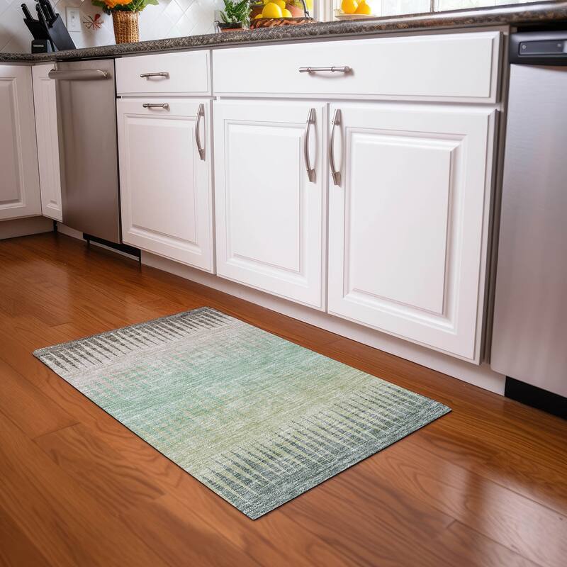 Premium Washable Super Soft Modern Spikes Mayfield Rug - Aloe - 1'8" x 2'6"