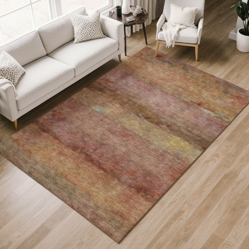 Machine Washable Indoor/ Outdoor Contemporary Ombre Chantille Rug
