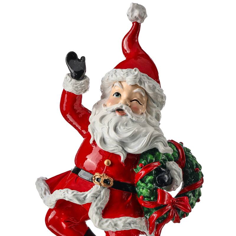 13" Resin Prancing Santa