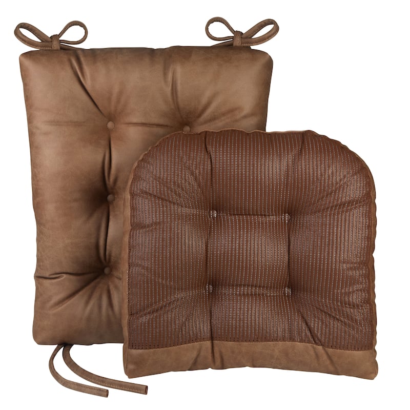 Gripper Jumbo Distressed Faux Leather Rocking Chair Cushion Set