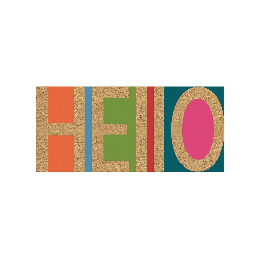 22 in. x 10 in. Hello Flocked Sassafras Coir Switch Mat
