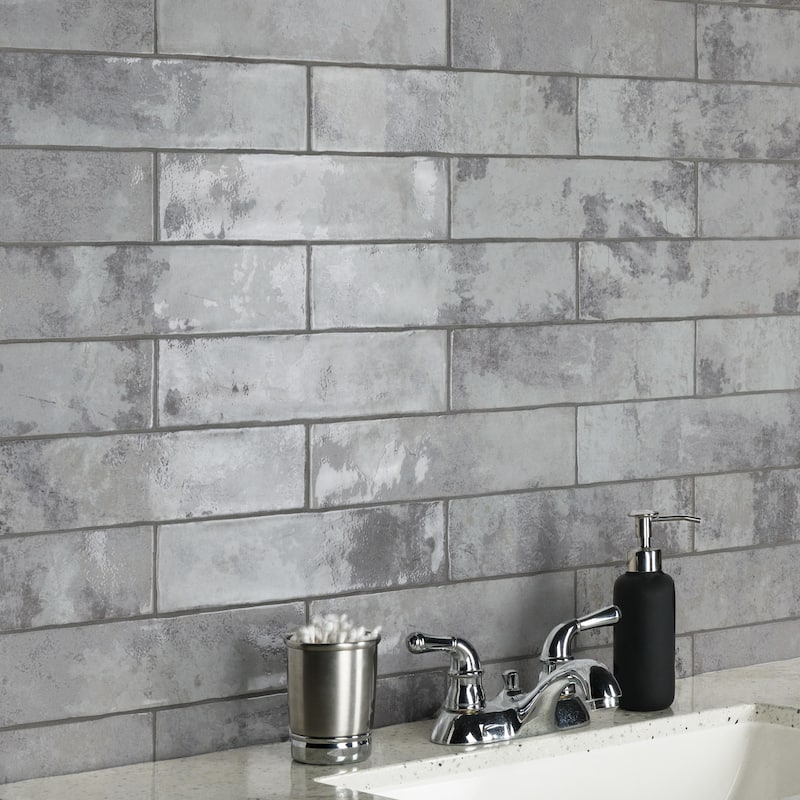 Merola Tile Biarritz Grey 3" x 12" Ceramic Wall Tile