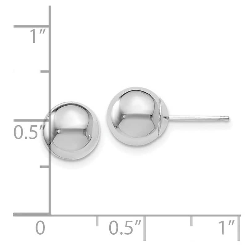 Curata 14k White Gold Polished 8mm Ball Post Earrings