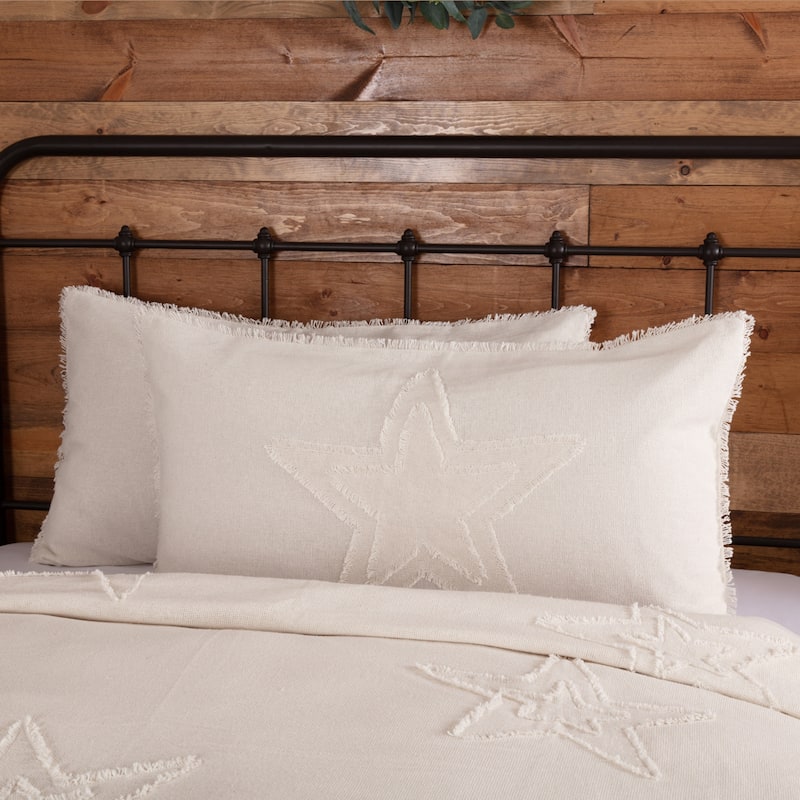 Burlap Star Sham - King - Antique White