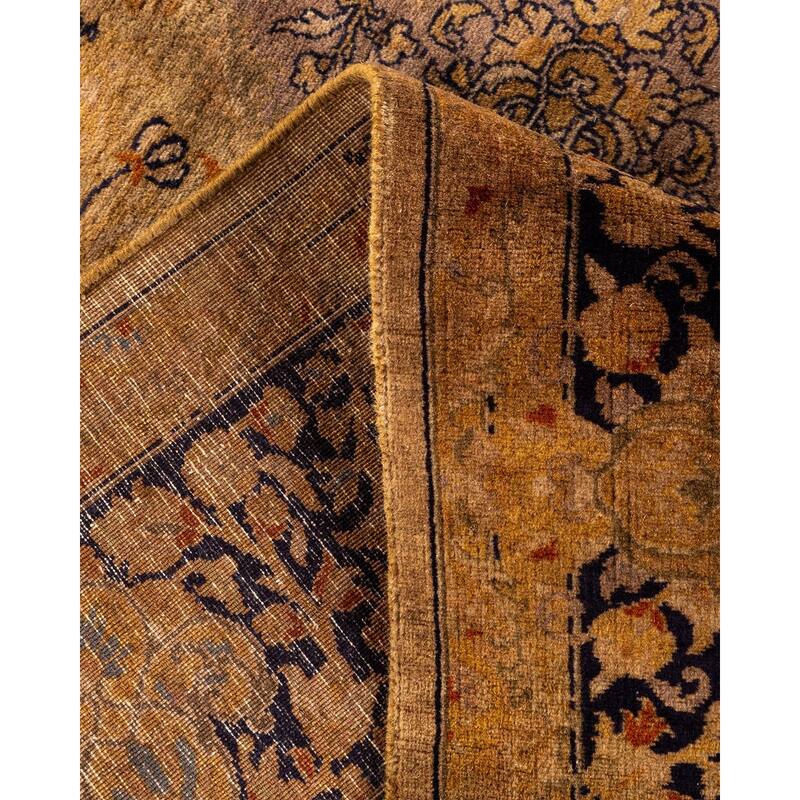 Overton Hand Knotted Wool Vintage Inspired Modern Contemporary Overdyed Gold Area Rug - 6' 3" x 8' 8"
