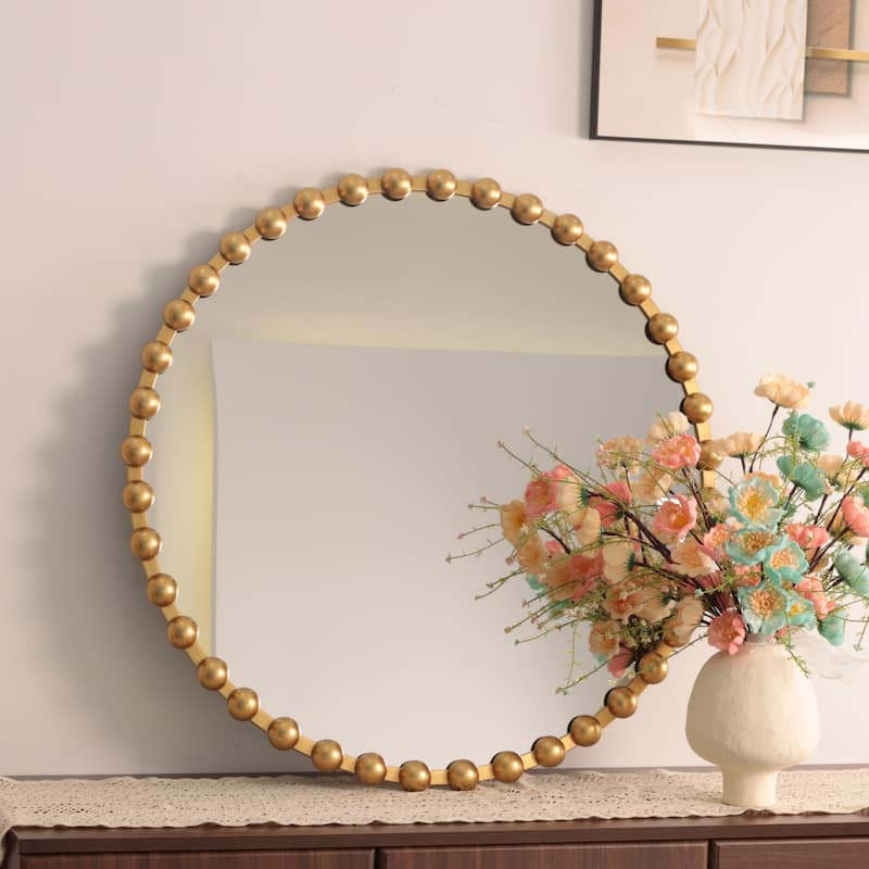Iron Bead Wall Mirror to Enhance the Overall Otyle - 36X36 - Gold