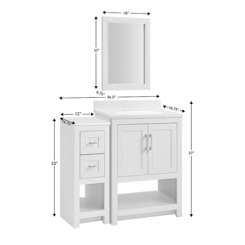 Blakely Vanity with Mirror and 12-inch Side Cabinet