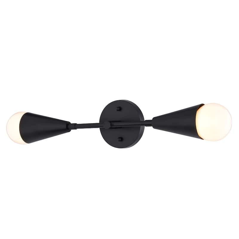 Zurich 2-Light 18 in. Modern Contemporary Bathroom Vanity Wall Fixture, Metal Cone Shade, Dimmable, LED Compatible