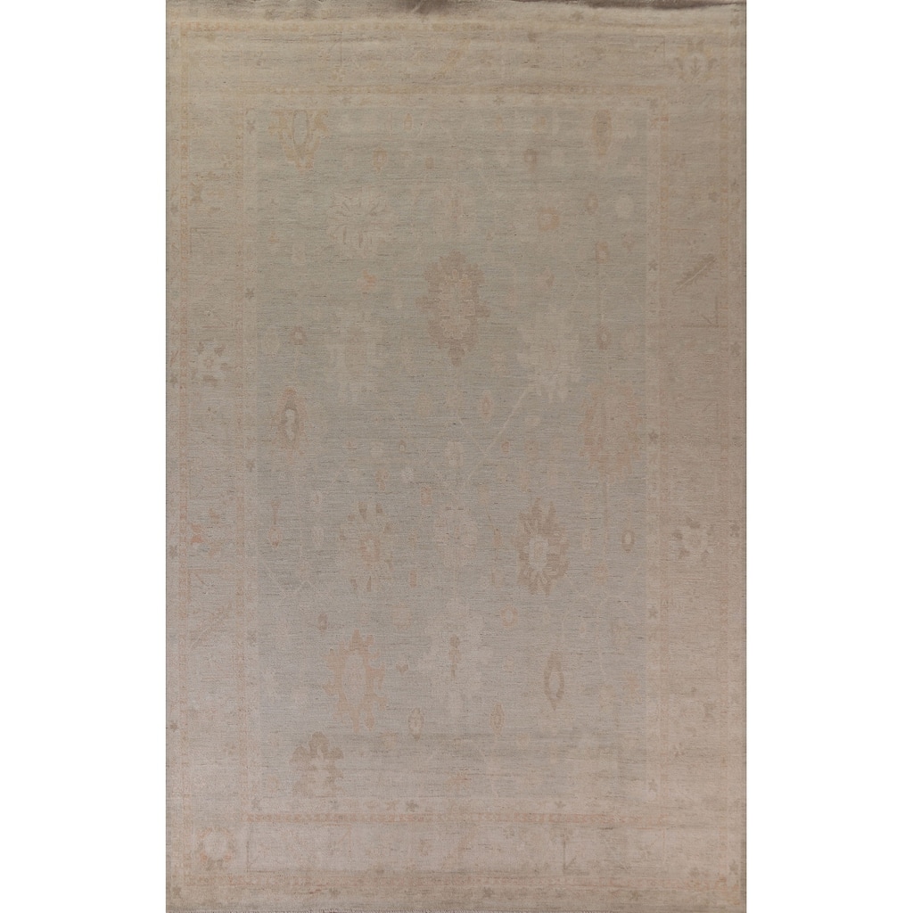Hand Knotted Oriental 100% Wool Carpet Transitional Floral Green Oushak Area Rug - 13' 8'' X 9' 9''