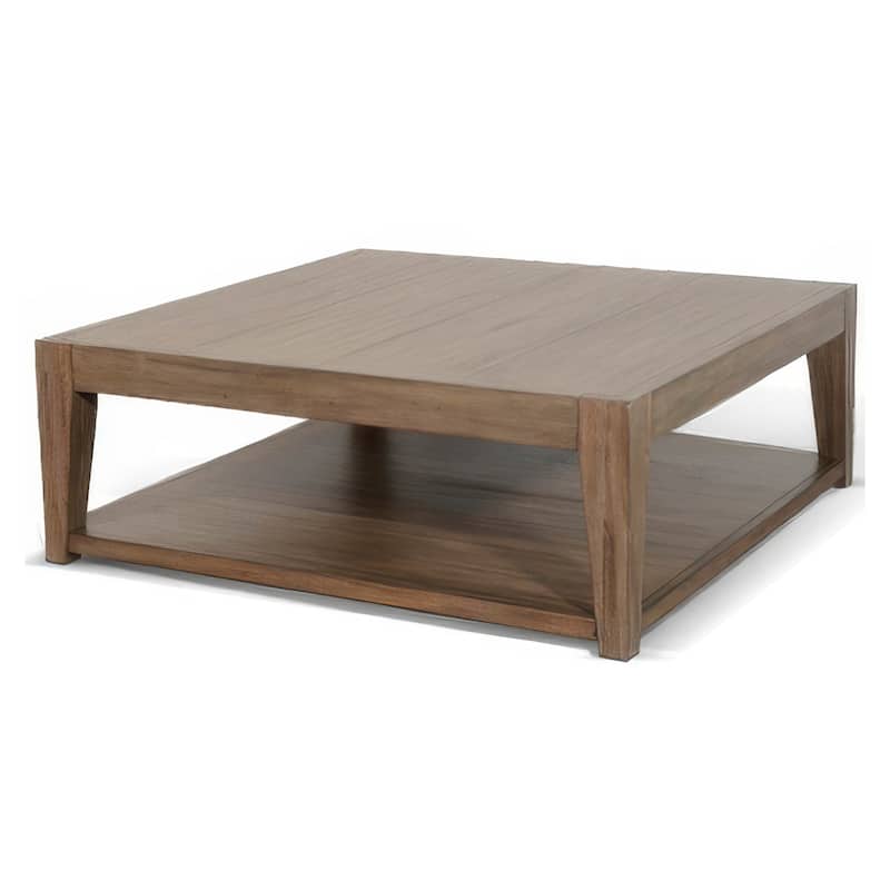 Yael Coffee Table with Caster Wheels, 48 Inch Light Brown Mahogany