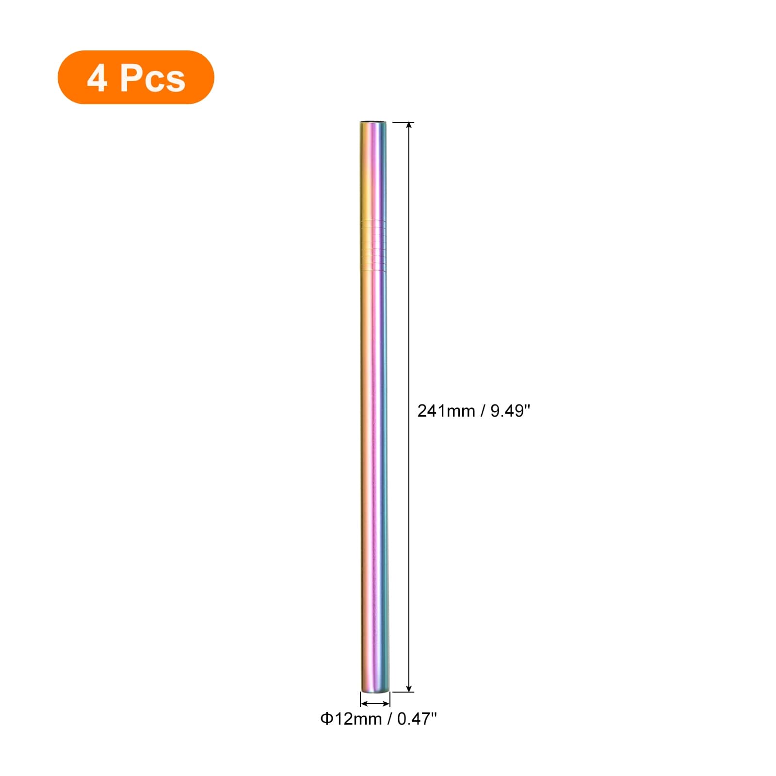 4Pcs Reusable Metal Straws, 9.5