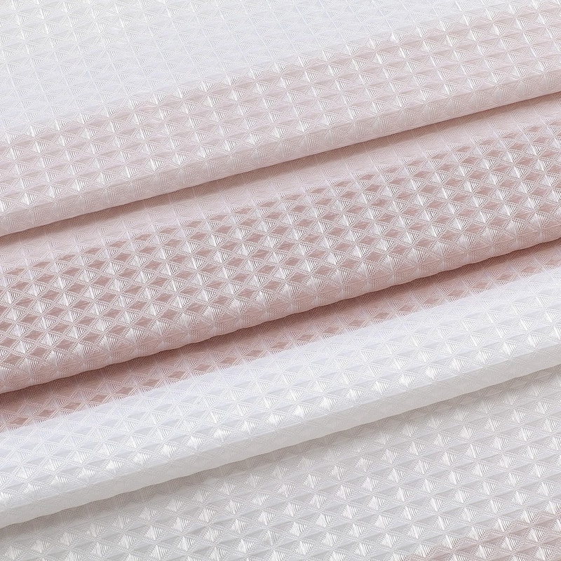 Dainty Home Striped Ombre Waffle Weave Fabric Shower Curtain