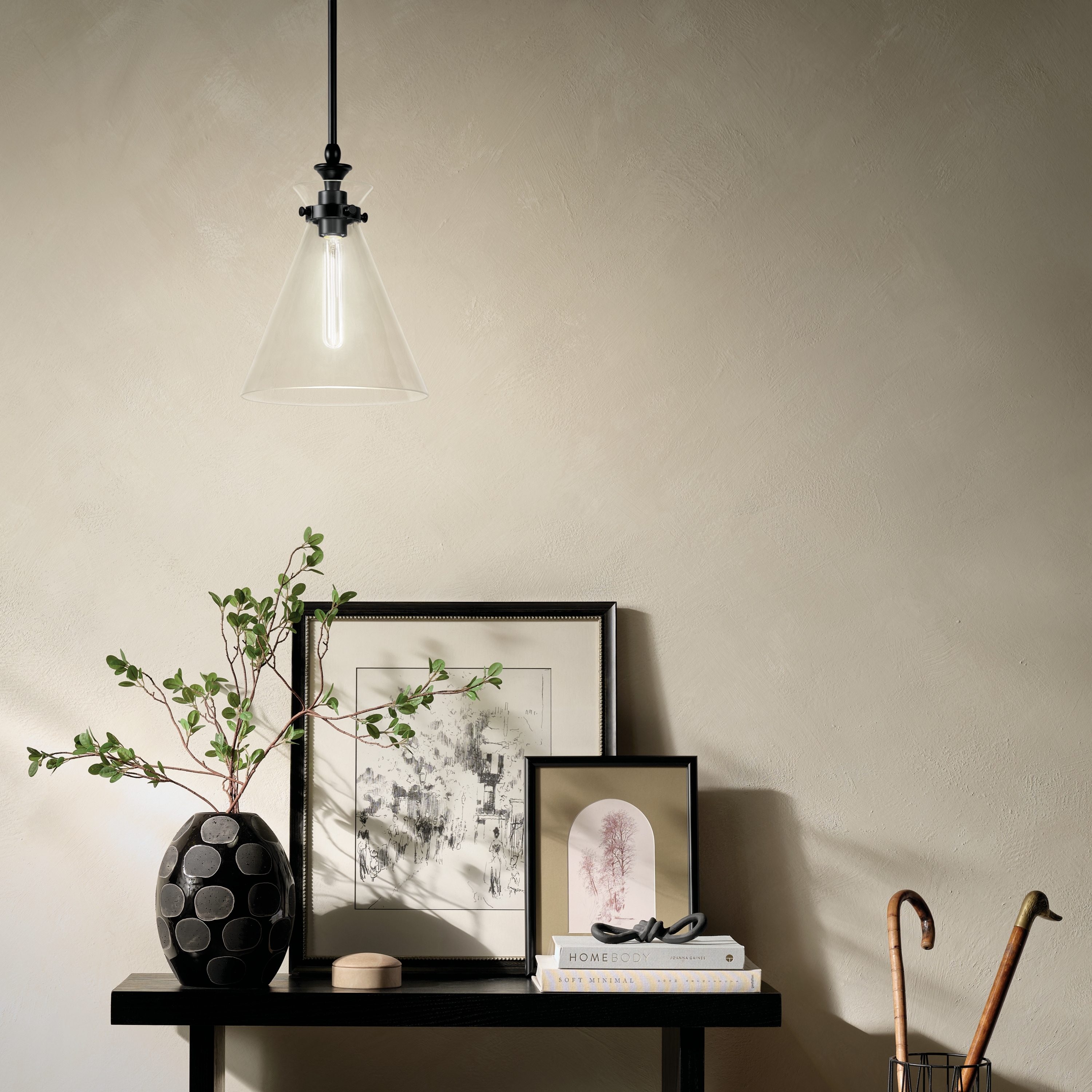 Kichler Lighting Laria 10.5 Inch 1 Light Pendant with Clear Glass in Black