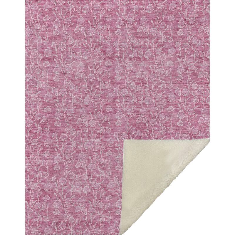 Premium Machine Washable Modern Floral Sherpa Throw Blanket