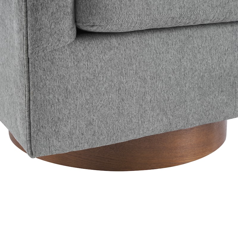 Modern Wooden Barrel Swivel Accent Chair Upholstery Armchair for Living Room